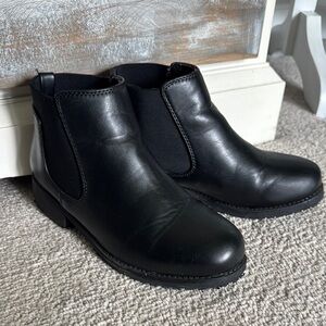 Black Leather-like Ankle Boots